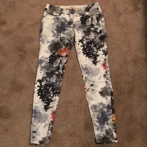 Zara Denim Floral Skinny Jeans